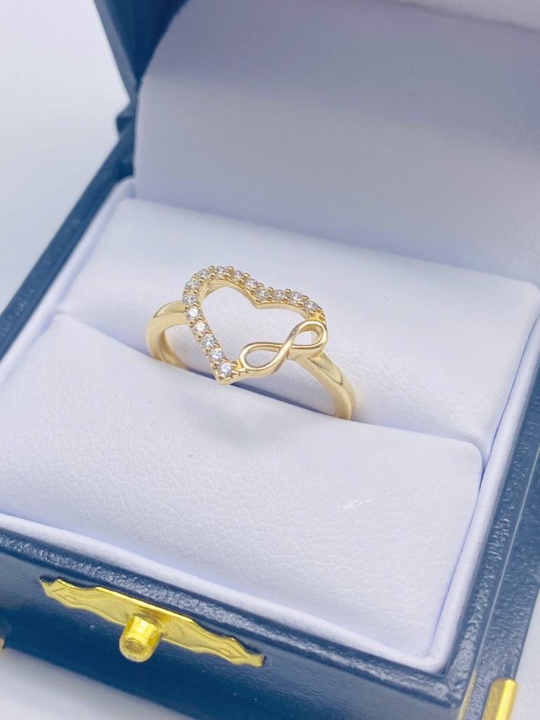Gold Heart Infinity Ring - Anillo De Oro De Corazon Infinito