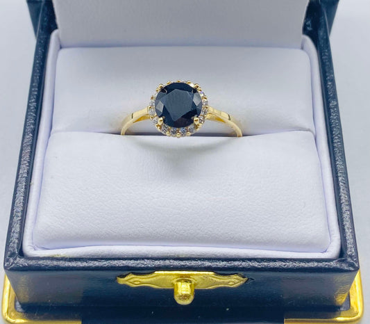 Gold Black Cz Zirconia Ring - Anillo De Oro Negro Cz Zirconia