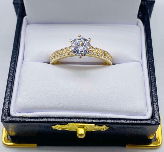 Gold Wedding Ring White Cz Zirconia Ring - Anillo De Oro De Matrimonio Cz Zirconia Blanco