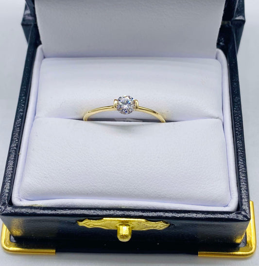 Gold White Cz Zirconia Ring - Anillo De Oro Cz Zirconia Blanco