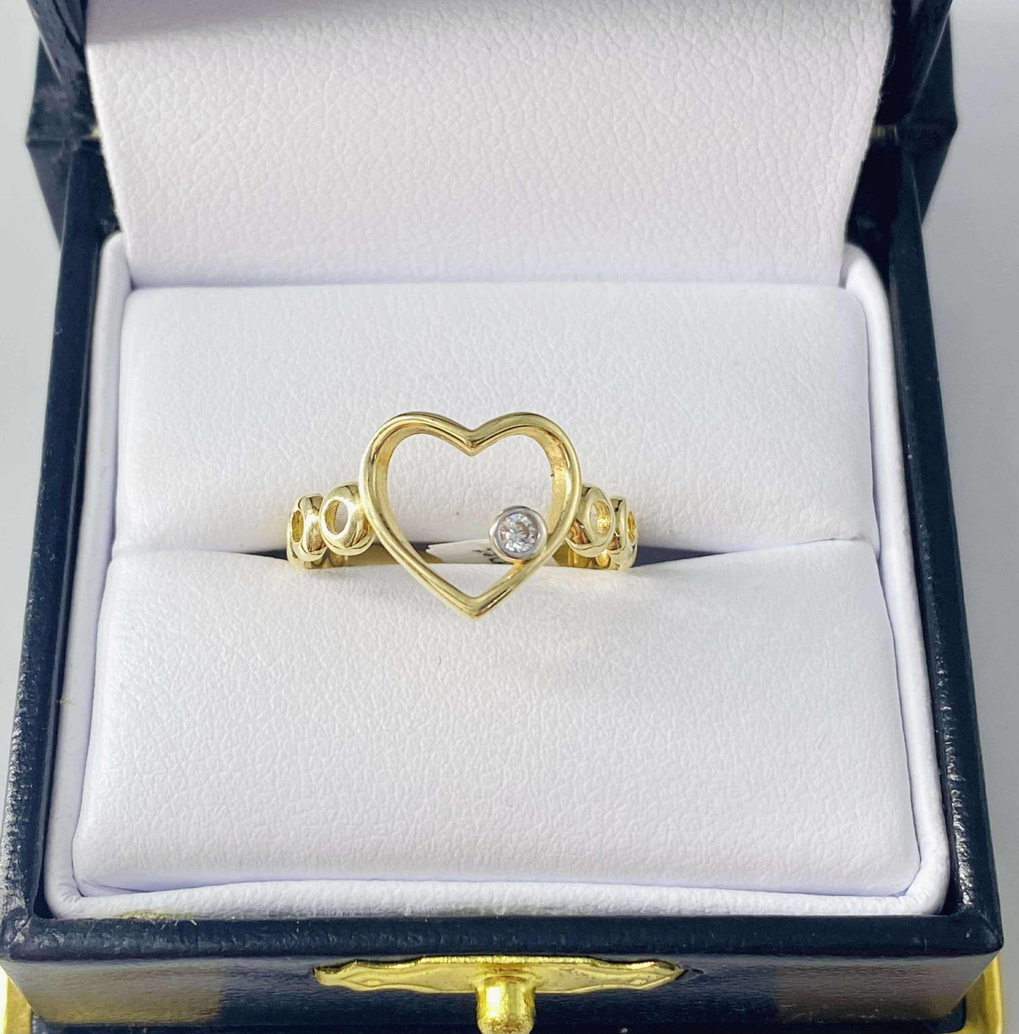 Gold Heart Cz Zirconia Ring - Anillo De Oro De Corazon Cz Zirconia