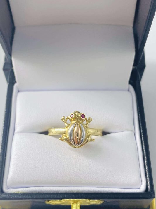 Gold Three Gold Frog Ring  - Anillo De Tres Oros De Rana
