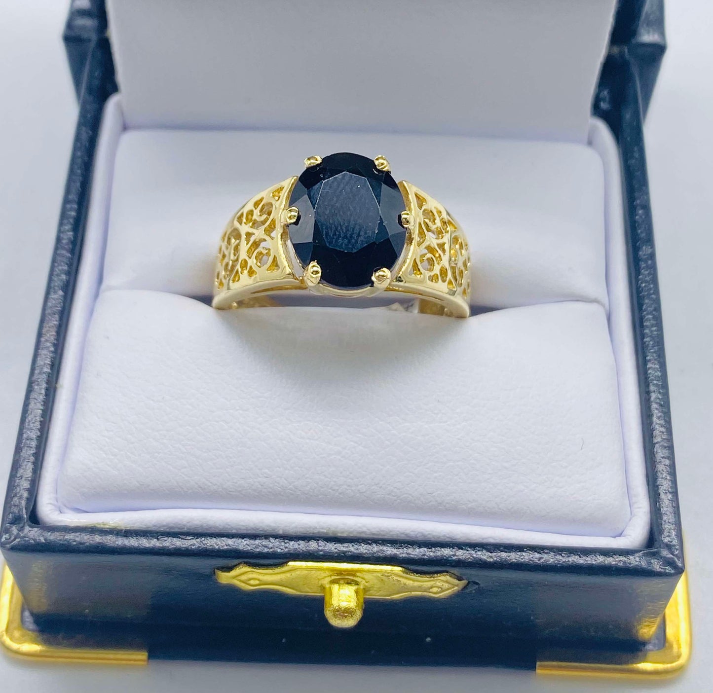 Gold Black Cz Zirconia - Anillo De Oro Cz Zirconia Negra
