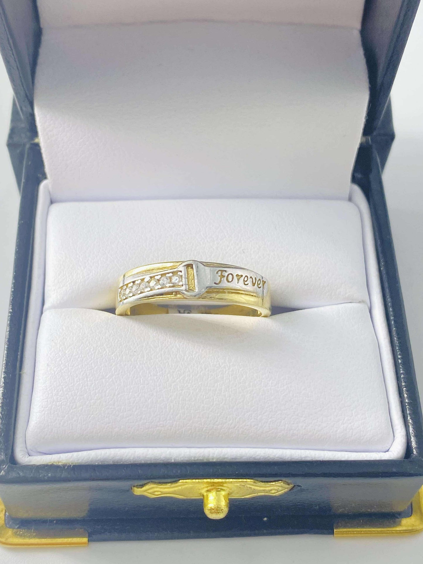 Gold Belt Forever Cz Zirconia Ring  - Anillo De Oro De Cinturon Cz Zirconia