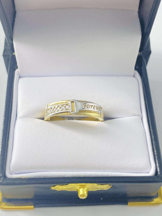 Gold Belt Forever Cz Zirconia Ring  - Anillo De Oro De Cinturon Cz Zirconia
