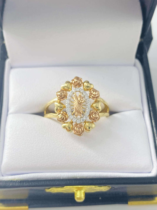 Gold Rose San Jose Cz Zirconia Ring  - Anillo De Oro De Rosa San Jose Cz Zirconia