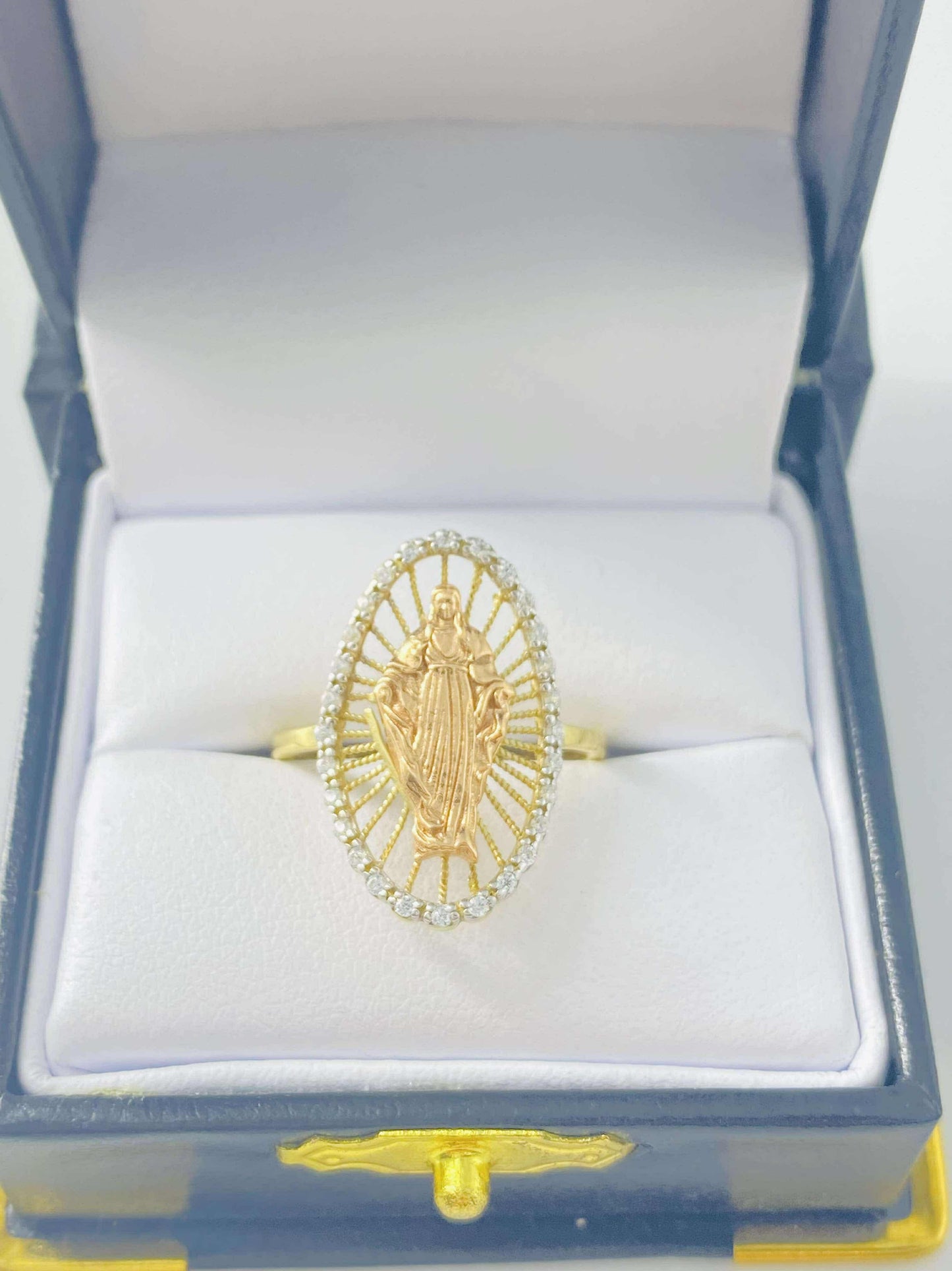 Gold Virgin Cz Zirconia Ring  - Anillo De Oro De Virgen Cz Zirconia