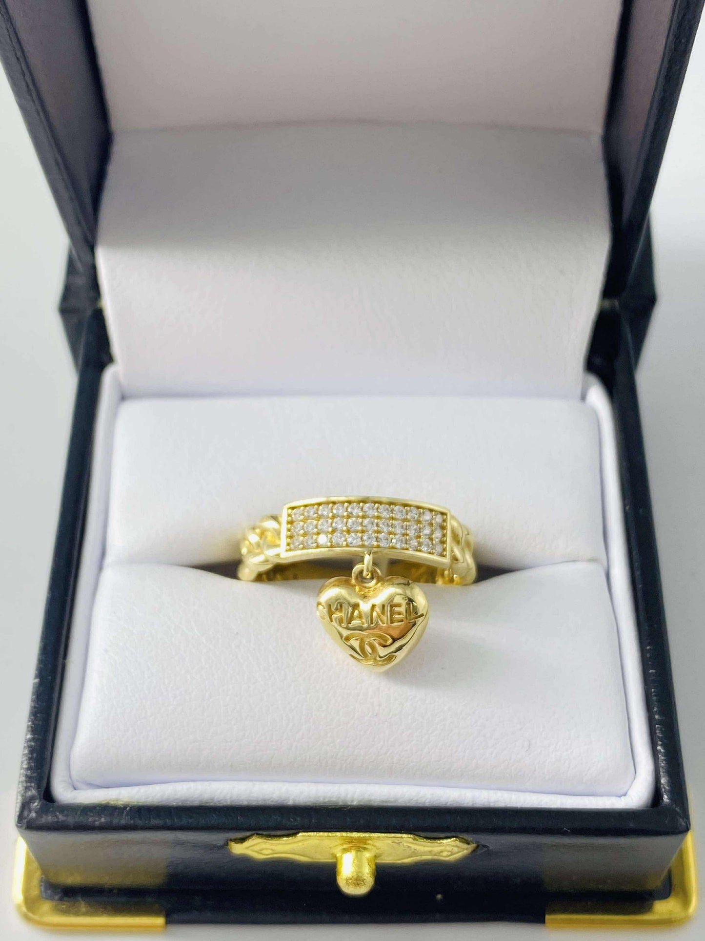 Gold Heart Cz Zirconia Ring - Anillo De Oro De Corazon Cz Zirconia