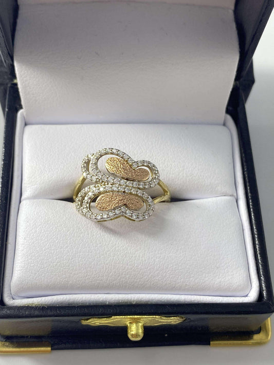 Gold Butterfly Two Golds Ring - Anillo De Oro De Mariposa Dos Oros