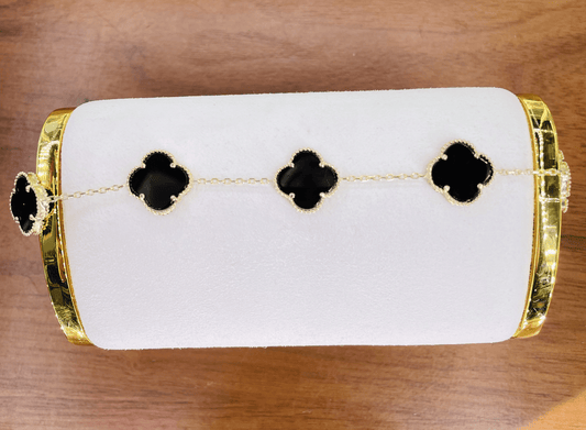 Women's Black Fancy Clover Bracelet