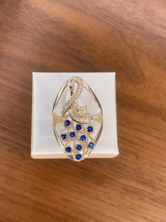 Blue Sapphire Peacock Ring
