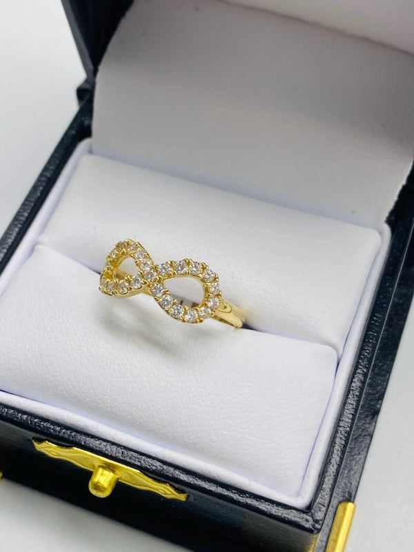 Gold Infinity Cz Zirconia Ring - Anillo De Oro De Infinito Cz Zirconia