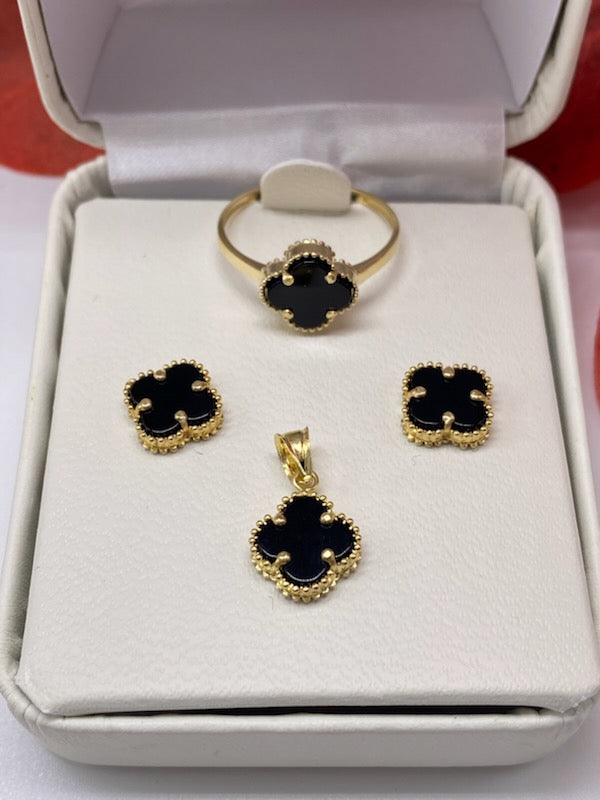 Gold Clover Jewelry Set - Set De Joyeria De Oro En Forma De Clavel