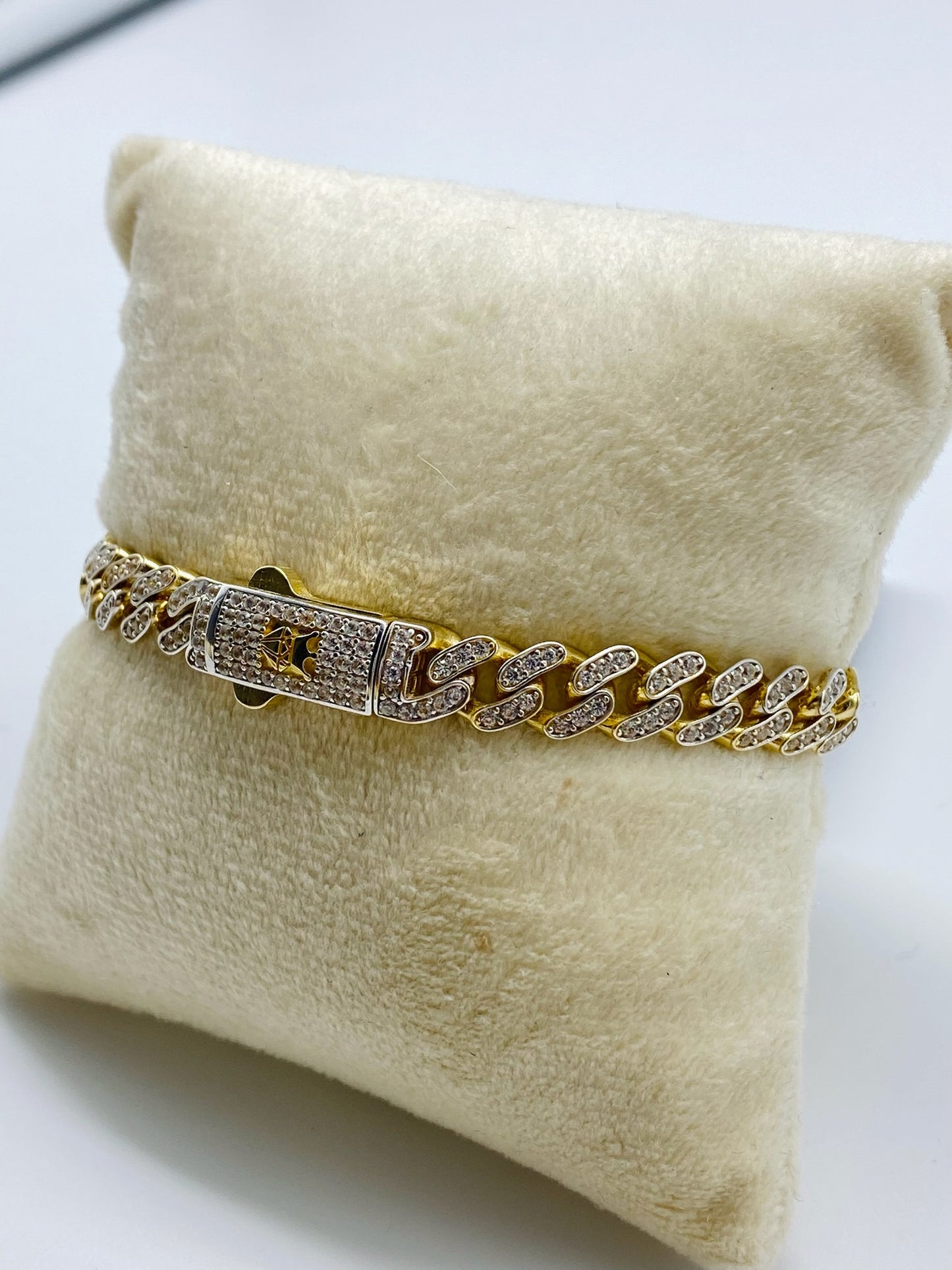 Gold Monaco With Diamonds Bracelet Cz Zirconia - Pulsera De Oro Monaco Con Diamantes Cz Zirconia