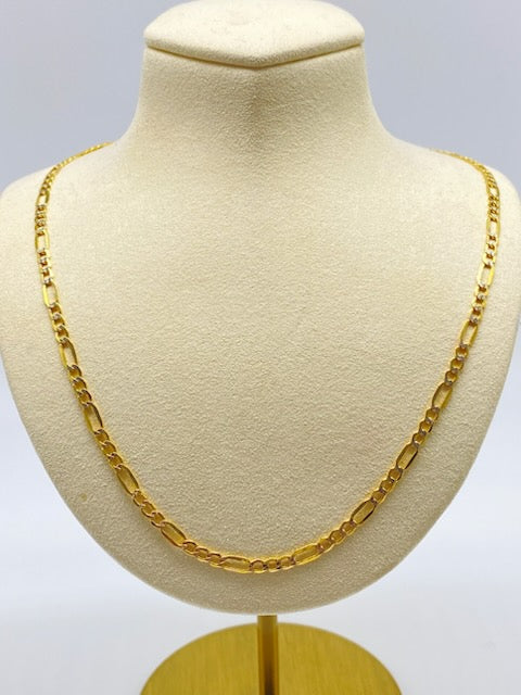 Gold Necklace Paved Fígaro Style - Collar De Oro Fígaro Adiamantada