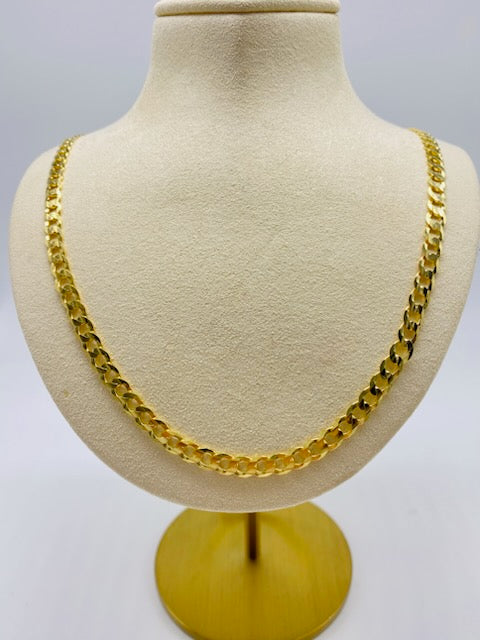 Gold Solid Cuban Style Necklace - Collar De Oro Cubana Solida