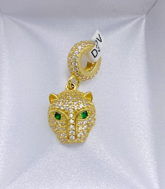 Gold Pantera Pendant With Cz Zirconia - Dije De Pantera Con Cz Zirconia