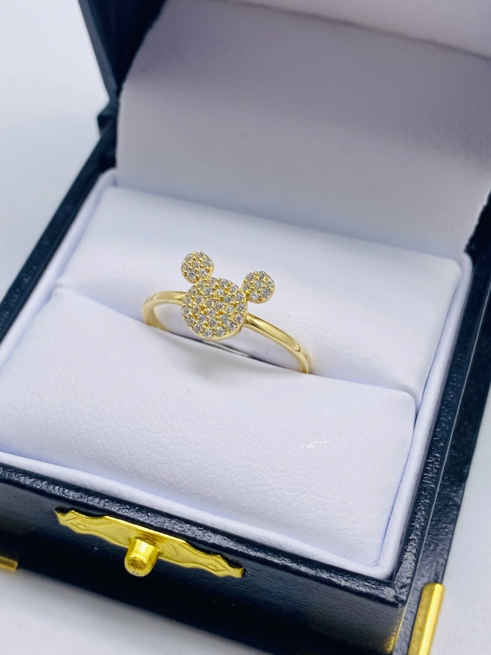 Gold Mickey Ring With Cz Zirconia - Anillo De Oro De Mickey Con Cz Zirconia