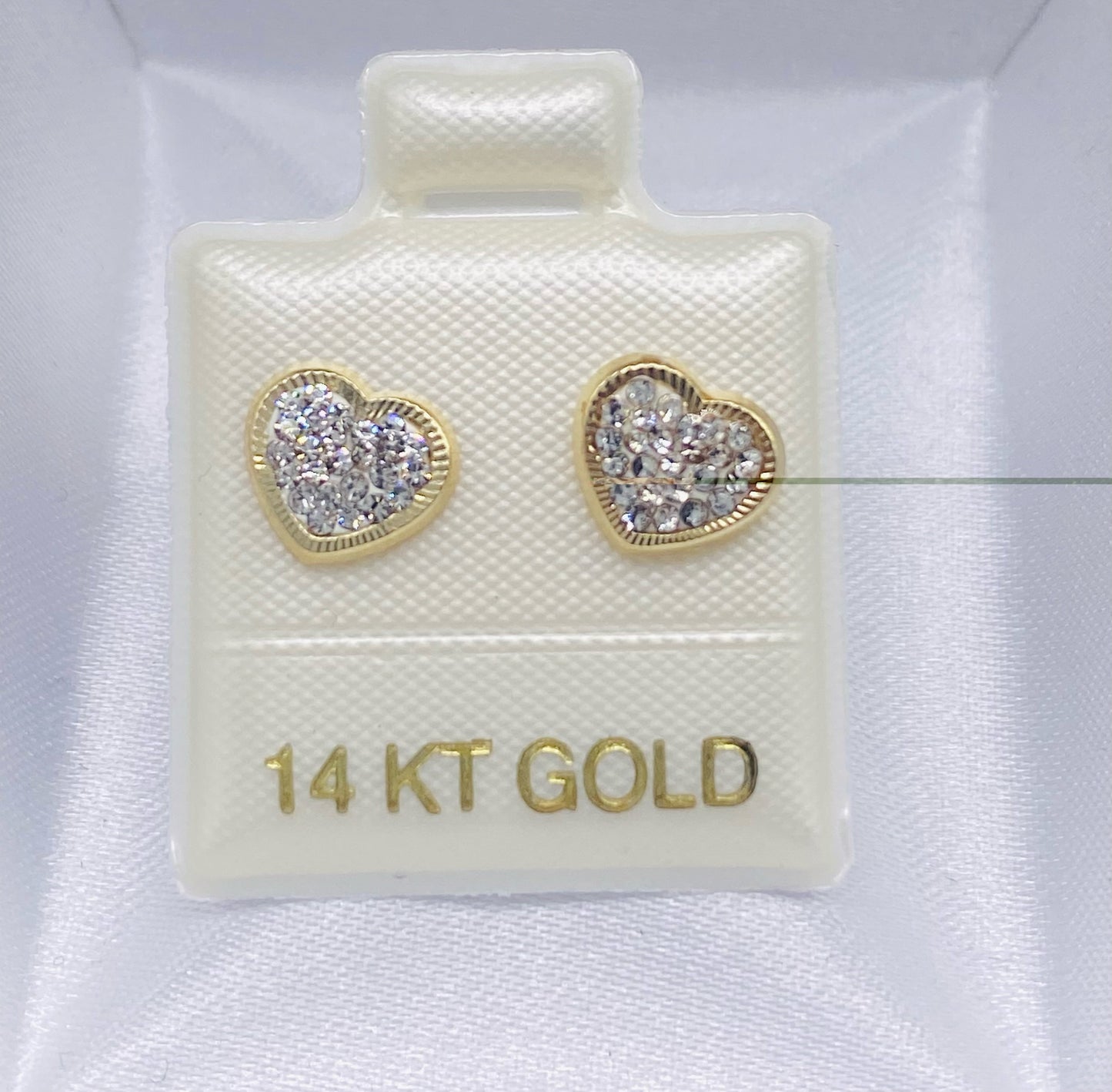 Gold Heart Cz Zirconia Earrings - Aretes De Oro De Corazon Cz Zirconia