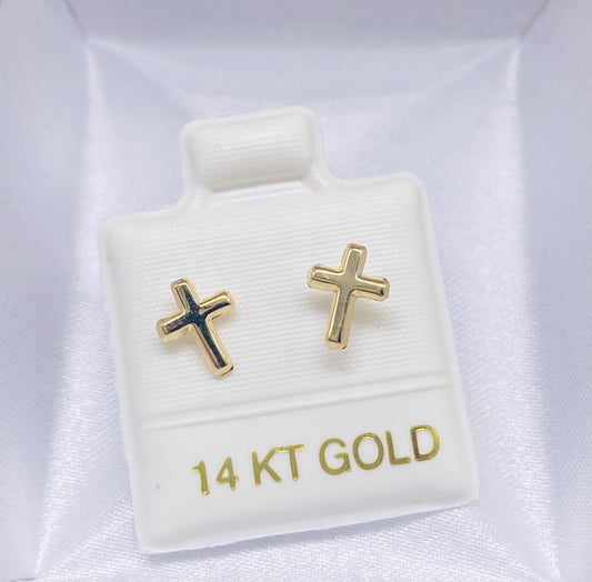 Gold Cross Earrings - Aretes De Oro De Cruz