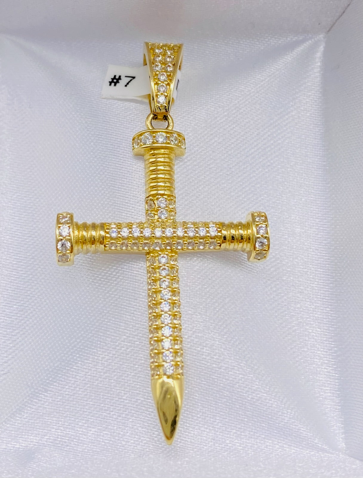 Gold Cross Pendant With Cz Zirconia - Dije De Oro De Cruz Cz Zirconia