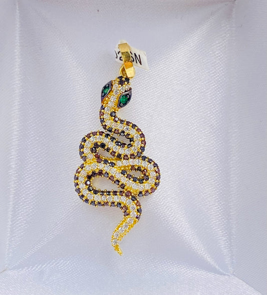 Gold Snake Pendant With Cz Zirconia - Dije De Oro De Serpiente Cz Zirconia