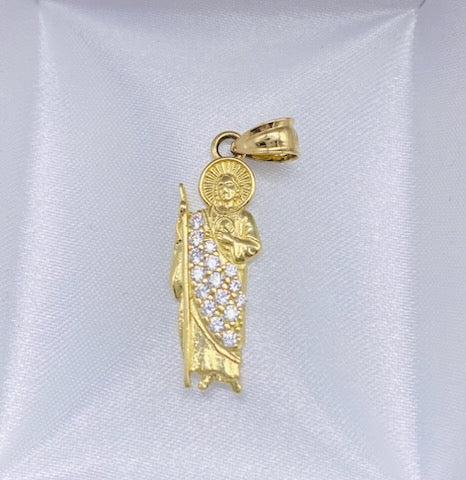 Gold Saint Judas Two Colors Pendant - Dije De Oro San Judas Dos Colores