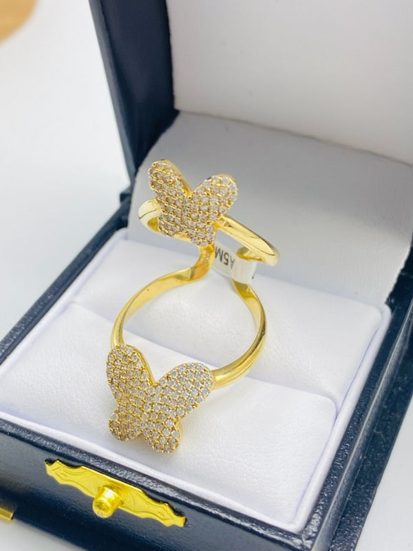 Gold 2 En 1 Butterfly Ring - Anillo De Oro 2 In 1 Mariposa