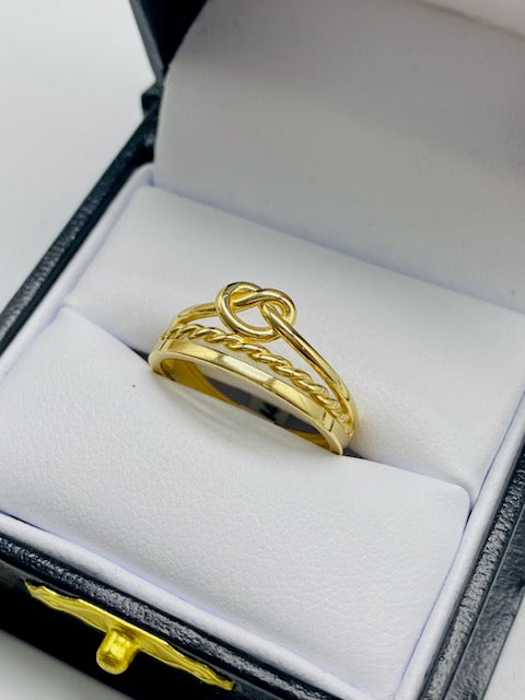 Gold Knot and Band Ring - Anillo De Oro De Nudo Y Banda