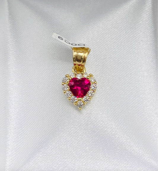 Gold Heart Ruby Pendant - Dije De Oro De Corazon De Ruby