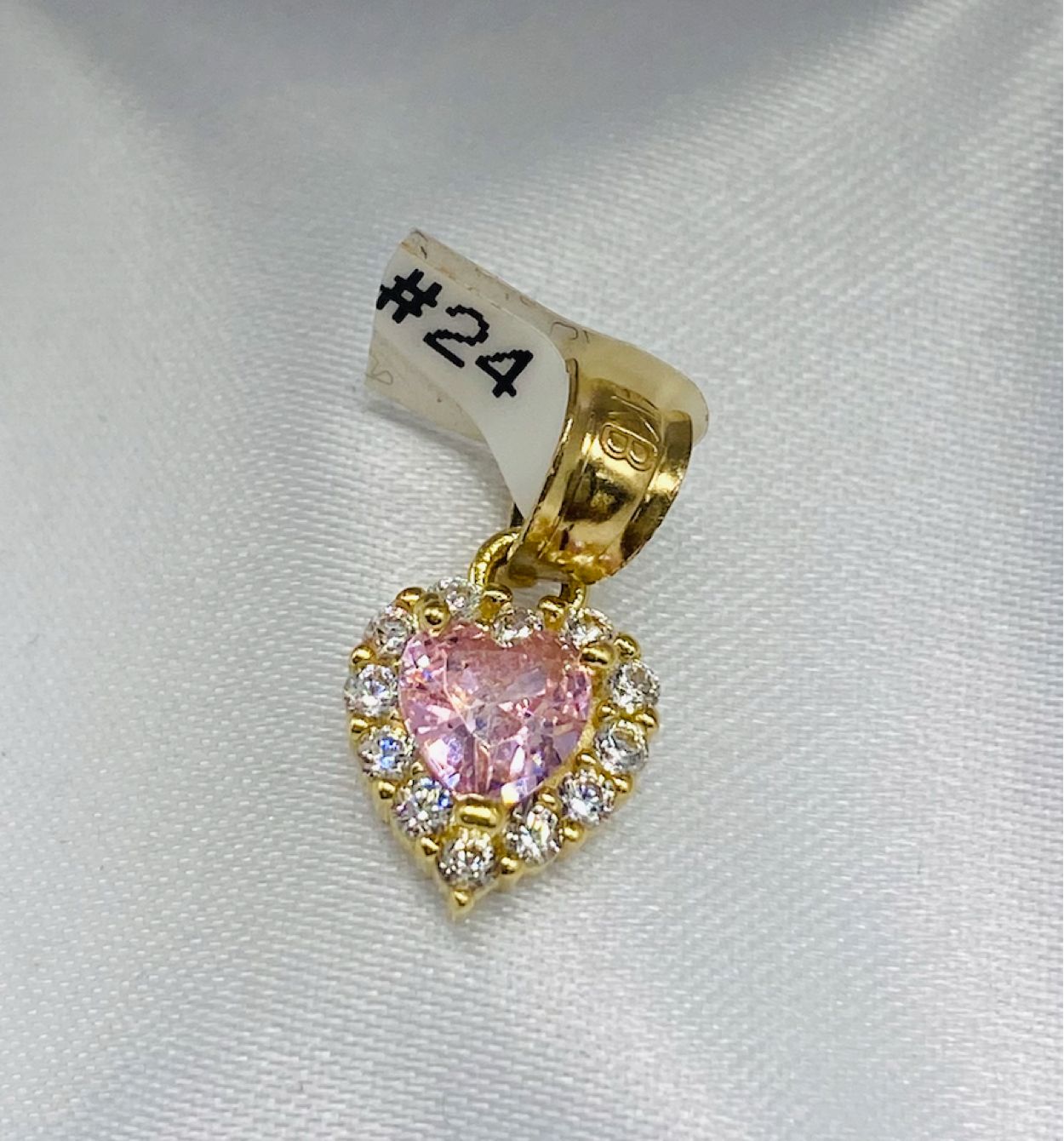 Gold Rose Heart Cz Zirconia Pendant - Dije De Oro De Corazon Rosado Cz Zirconia