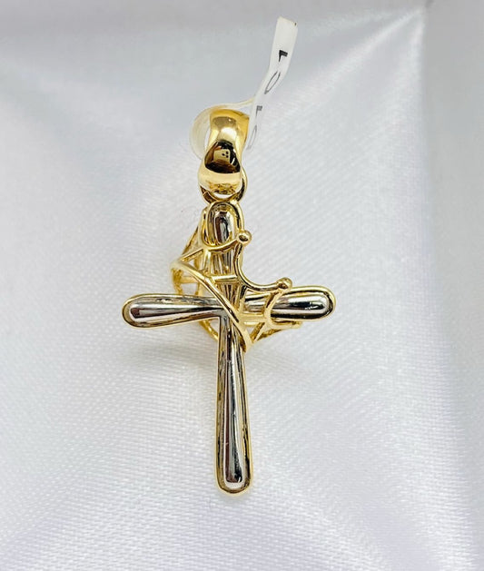 Gold Cross Crown Pendant - Dije Oro De Cruz Con Corona