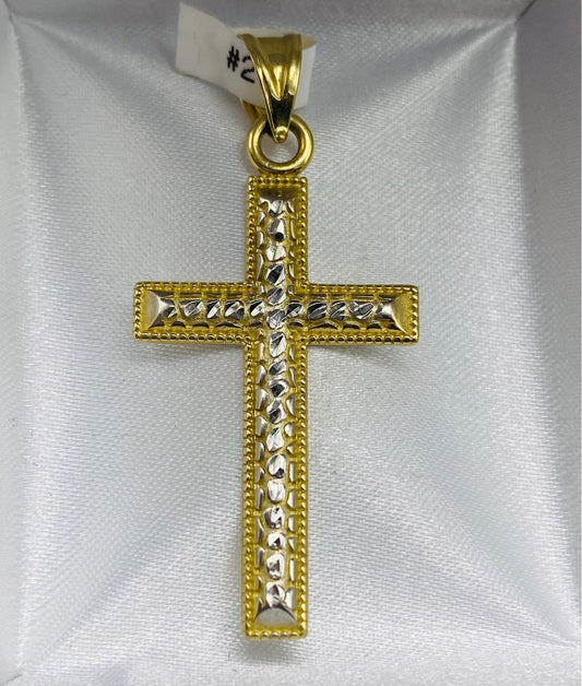 Gold Cross Pendant - Dije De Oro De Cruz