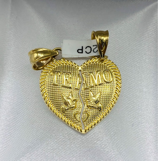 Gold Te Amo Heart Pendant - Dije De Oro Te Amo Corazon