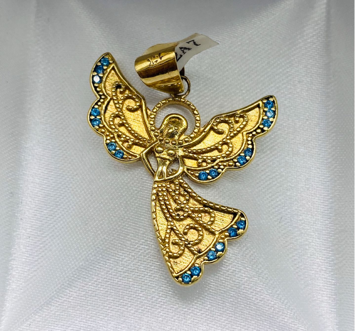 Gold Angel With Decoration Pendant - Dije De Oro De Angel Con Decoracion