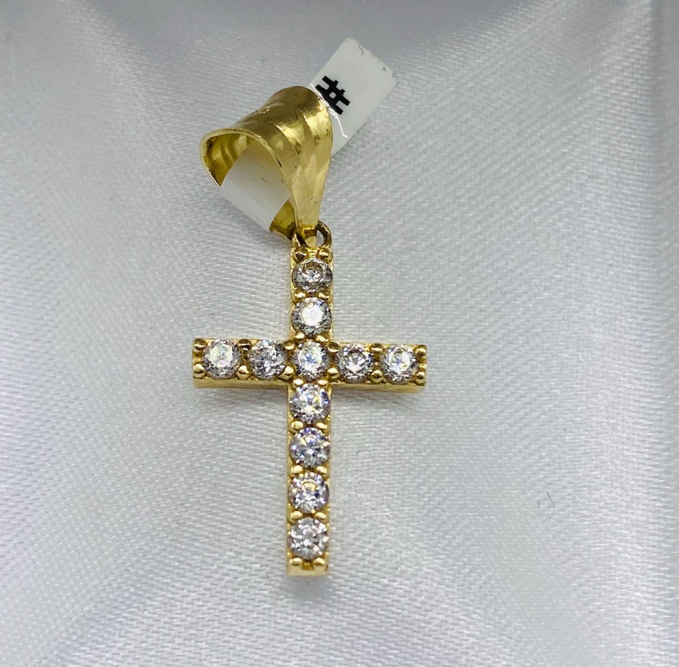 Gold Cross Cz Zirconia Pendant - Dije De Oro De Cruz Cz Zirconia