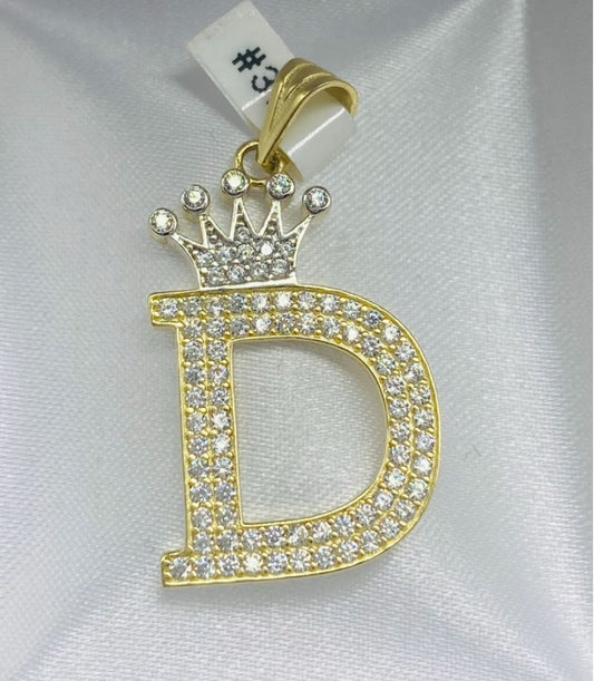 Gold Letter "D" With Crown Pendant Cz Zirconia - Dije De Oro De Letra "D" De Corona Cz Zirconia (Copy)