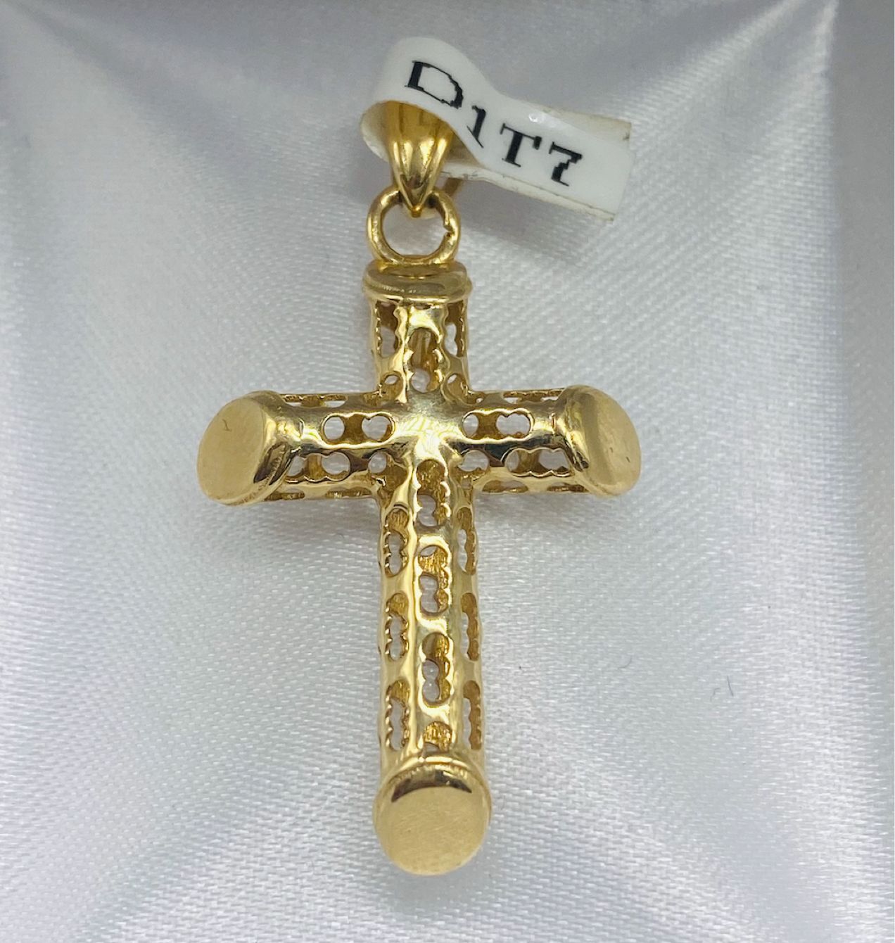 Gold Cross With Decoration Pendant - Dije De Oro De Cruz Con Decoracion