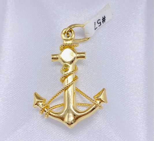 Gold Anchor Pendant - Dije De Oro Ancla