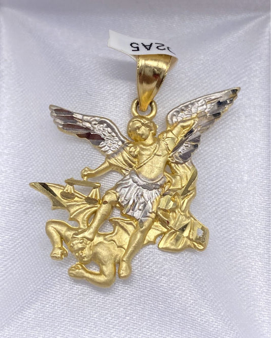 Gold Arcangel Miguel Pendant - Dije De Oro De Archangel