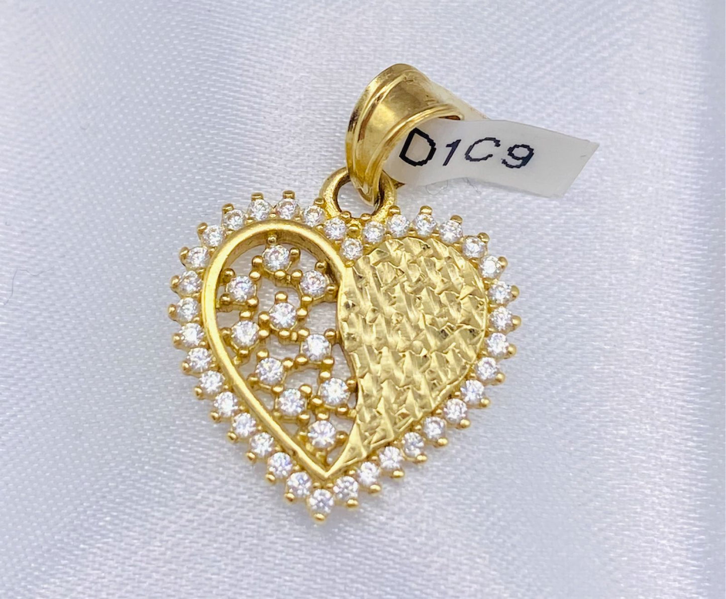 Gold Heart Star Cz Zirconia Pendant - Dije De Oro De Corazon Estrellas