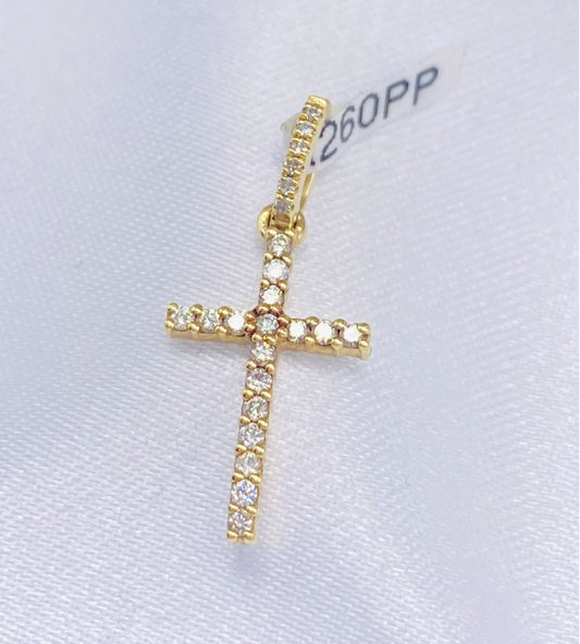 Gold Cross Diamond Pendant - Dije De Oro Cruz Diamante