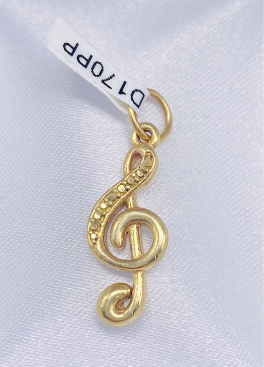 Gold Musical Note Pendant - Dije De Oro Nota Musical