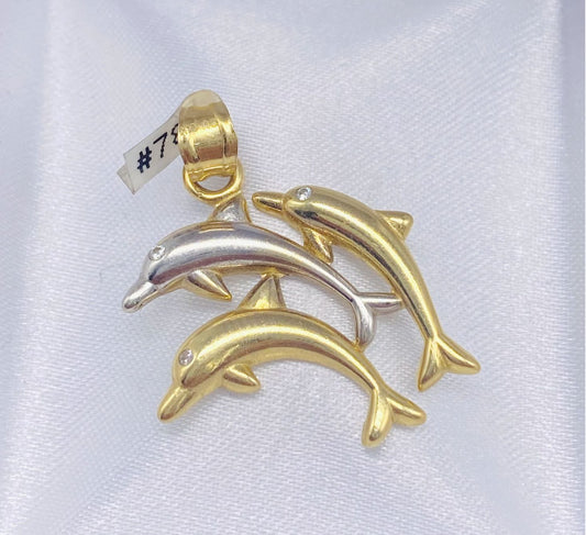 Gold Dolphin Pendant - Dije De Oro De Delfin