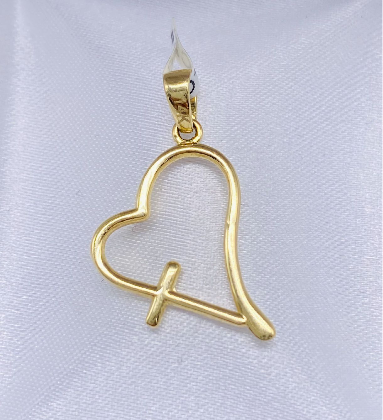 Gold Long Heart Pendant - Dije De Oro De Corazon Largo